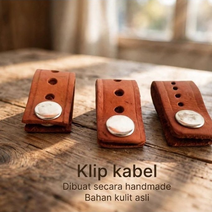 klip kabel kulit asli