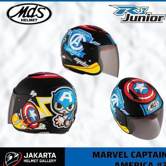 Mds R3 Junior Marvel Captain America 3 Helm Half Face Sni