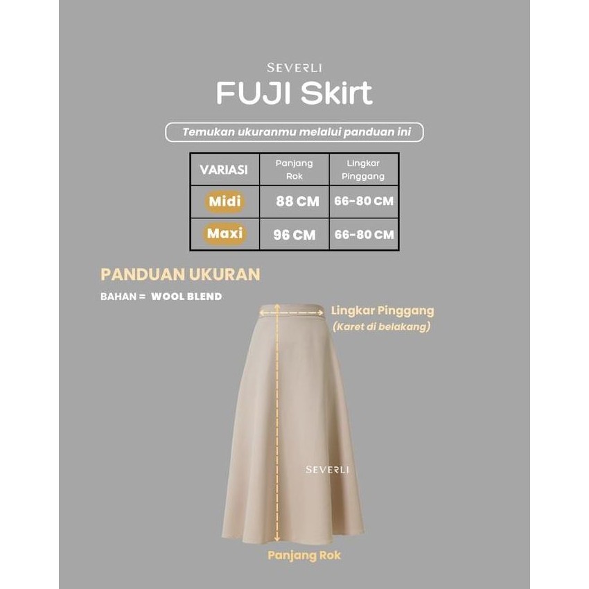 Severli FUJI Midi Maxi Skirt | Rok Kerja | Rok Wanita Korean Style Formal Casual | Rok High Waist Fl