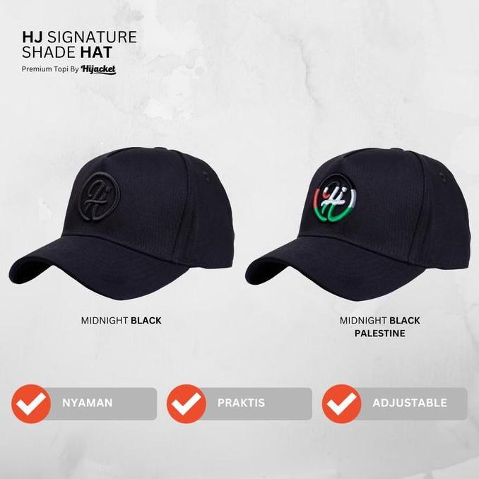 Topi Wanita & Pria HJ Signature - Model Baseball Hitam Midnight, Premium & Stylish, Nyaman Dipakai S
