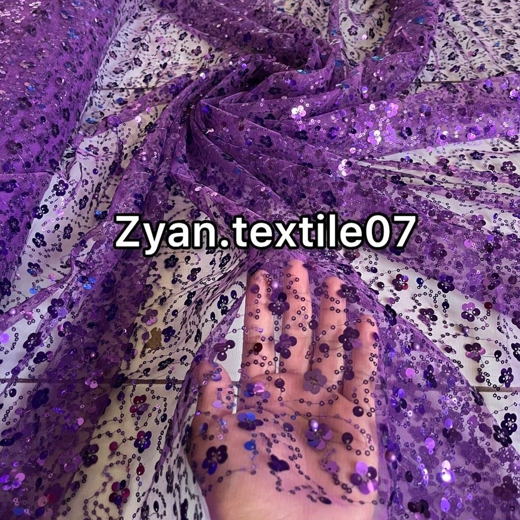 Kain Tile Payet Sequin Mutiara / Tile Payet Full Sequin / Harga Meteran
