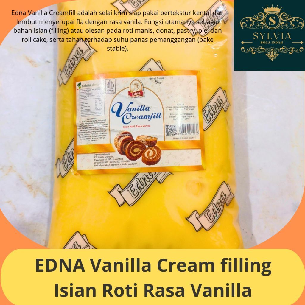 Selai EDNA Creamfill Vanilla Repack 250 gr, 500 gr, 1 kg.