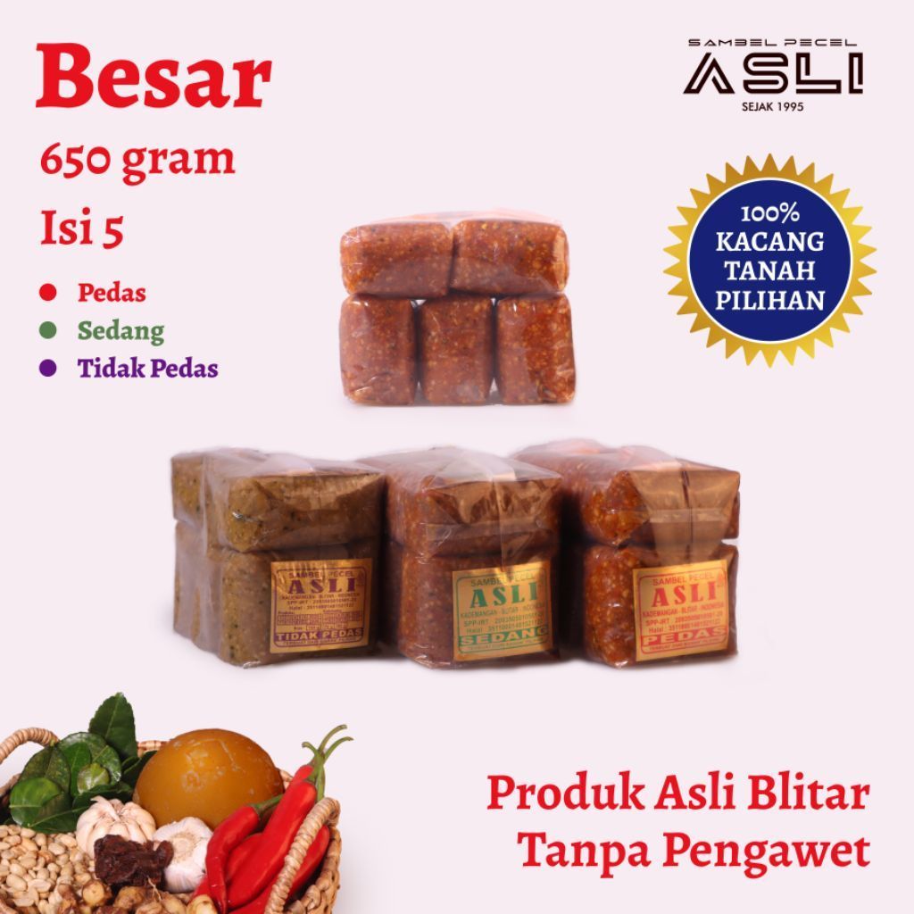 Sambel Pecel Asli Kemasan 650 Gr | Bumbu Pecel Instan | Pecel Asli Blitar | Pecel Blitar Enak | Oleh