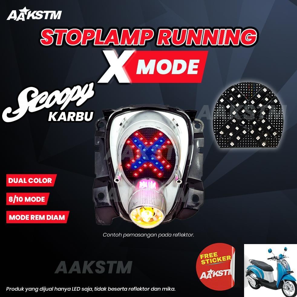 Lampu Rem Running X Mode Scoopy Karbu LED 8 10 Mode Running Lampu Belakang Modifikasi Motor