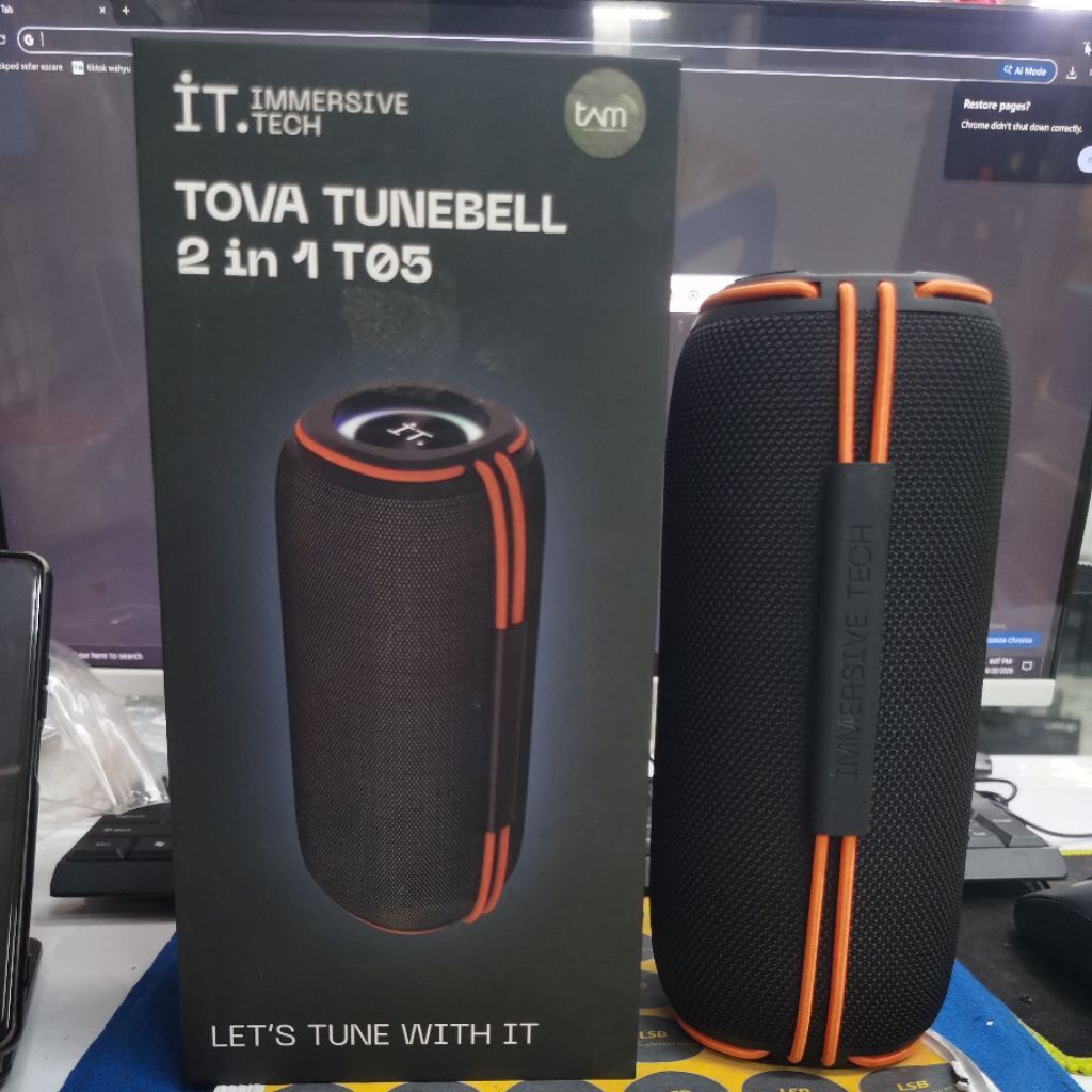 IT TOVA Tunebell T05 Bluetooth Speaker 2-in-1 Hitam