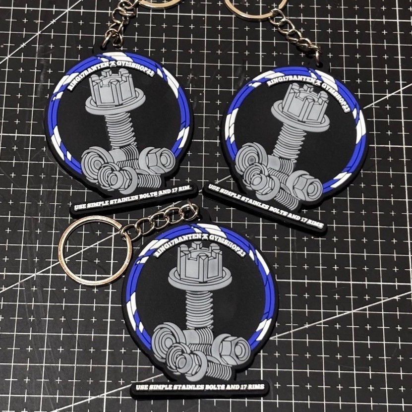 Gantungan Kunci Rubber Keychain Motif Bolt dan Rim akront by ring17banten