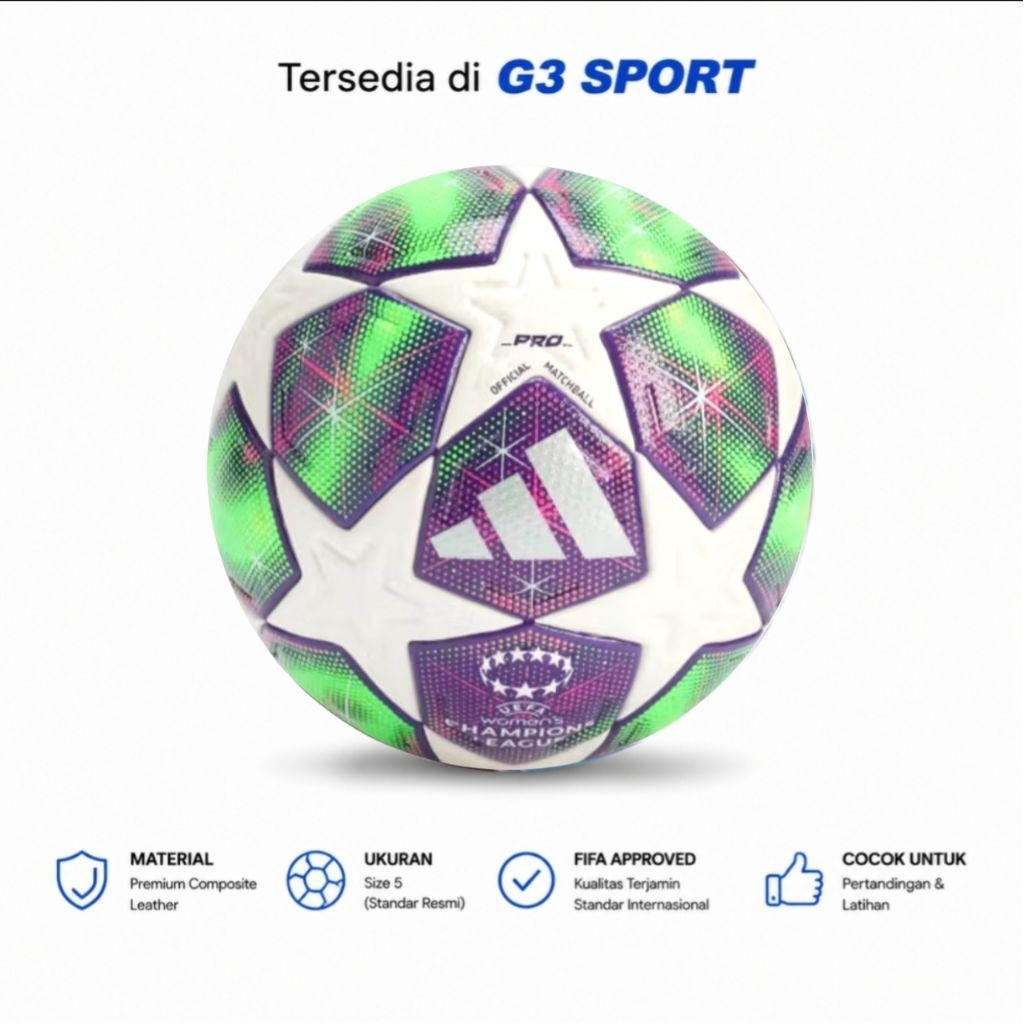 Bola Sepak PRO Official Match Ball UEFA Women's Champions League Size 5 FIFA Approved