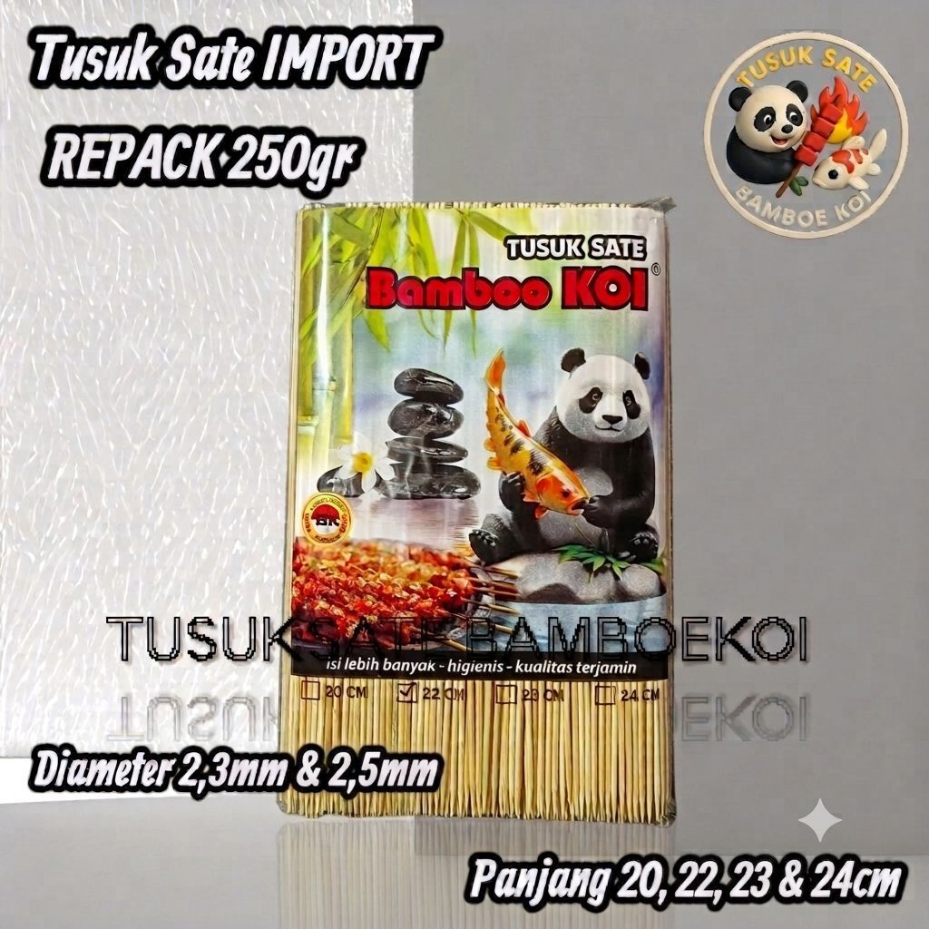 [250gr] TUSUK SATE AYAM IMPORT BAMBOO KOI 20, 22, 23 & 24cm