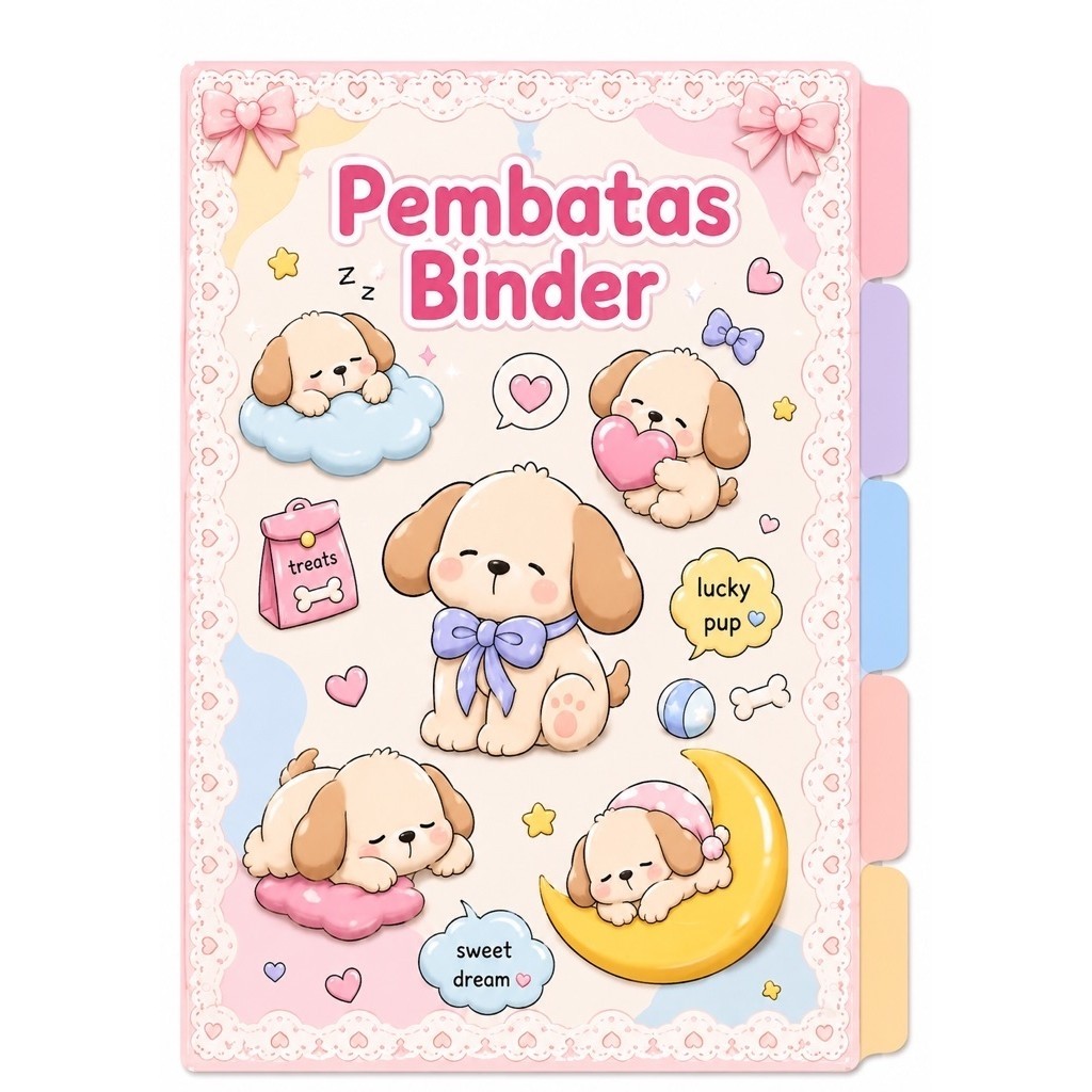 Pembatas Binder A5 Custom | Divider Binder Kawaii Pastel | Pembatas Binder Lucu & Aesthetic |