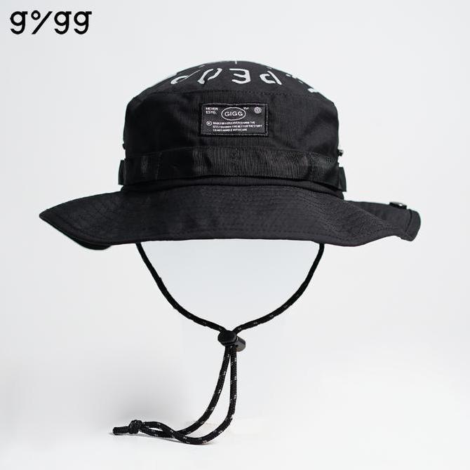 Gigg - Bewilder - Bucket Hat Black Canvas Premium Cowok - Topi Rimba Hitam Pria