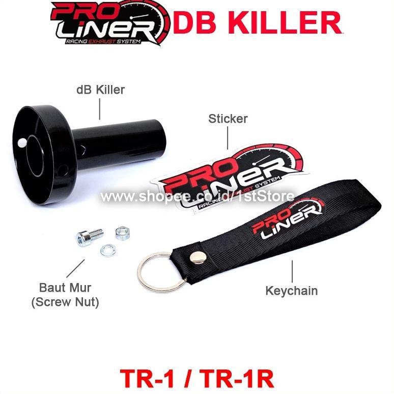 NEW DB KILLER PEREDAM SUARA KNALPOT RACING PROLINER TR1 TR-1R ORIGINAL + BAUT MUR STICKER KEYCHAIN A