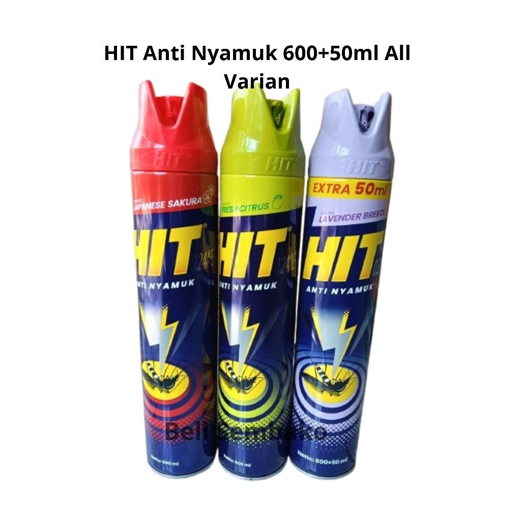 (1 Botol) Hit Aerosol Semprot Anti Nyamuk Kemasan Besar 600ml Extra 50ml