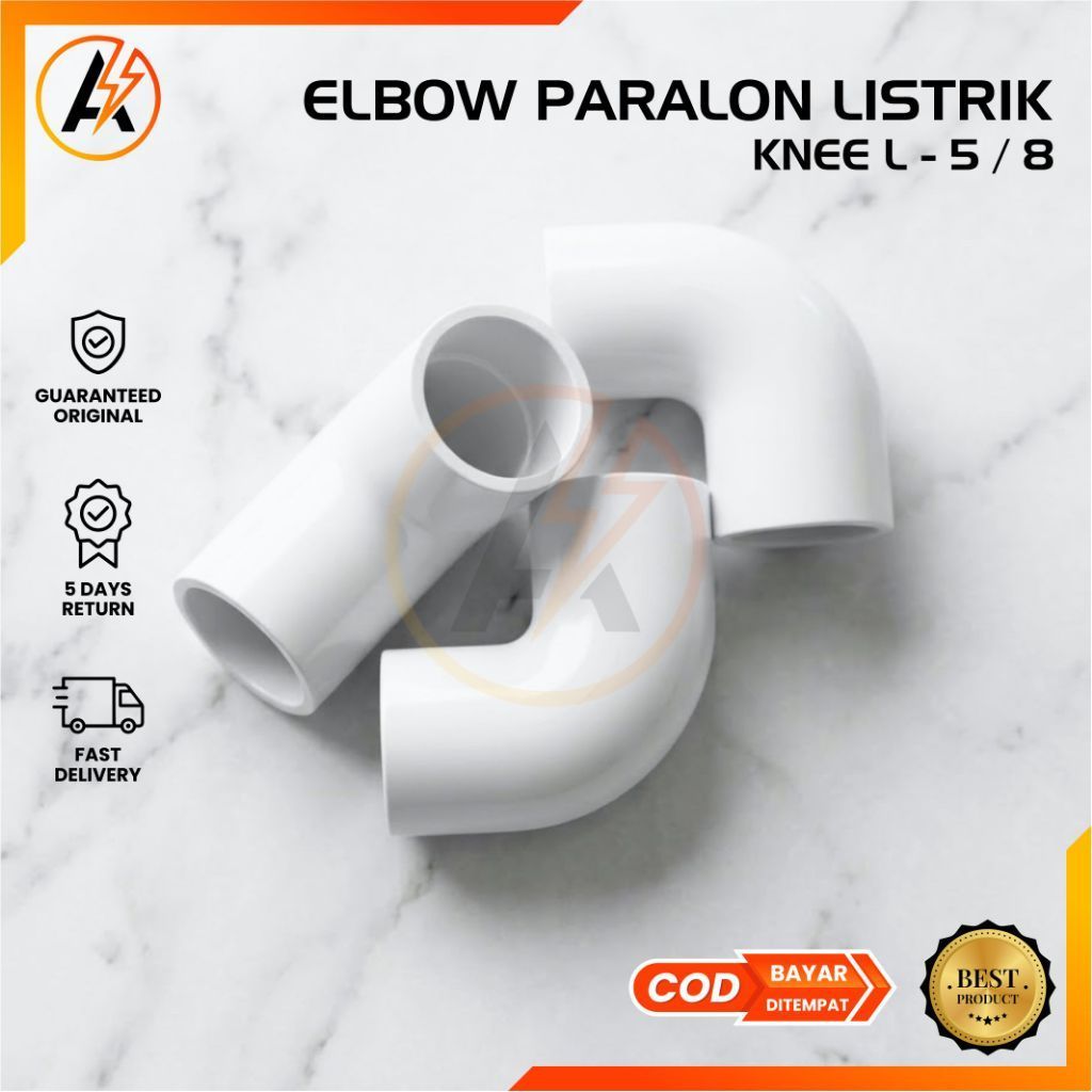 Elbow Paralon Listrik Knee L 5/8 Pipa Pelindung Kabel Putih