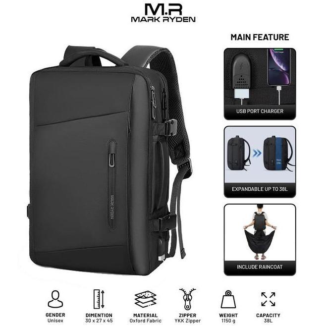 Mark Ryden Mr9299Yy Bapa Bag Usb Tas Ransel Laptop 17 Bla