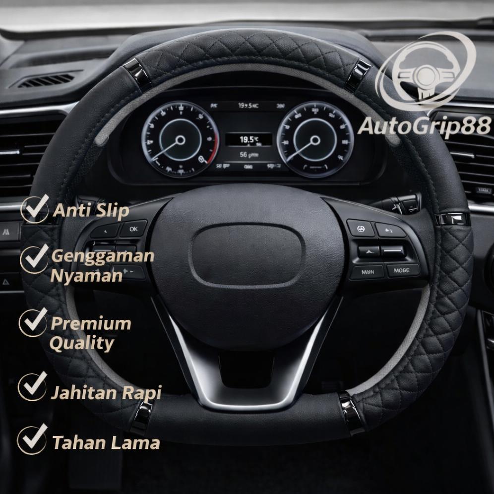 AutoGrip88 D Shape Sarung Setir Mobil Model D Shape Stir Mobil Bahan Kulit Premium