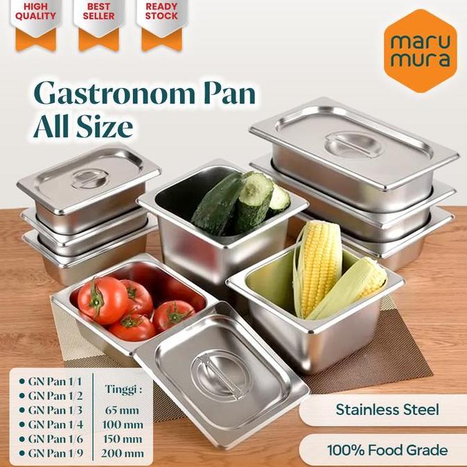 Marumura Food Pan Stainless Steel | GN Pan | Tempat Makanan Stainless Steel