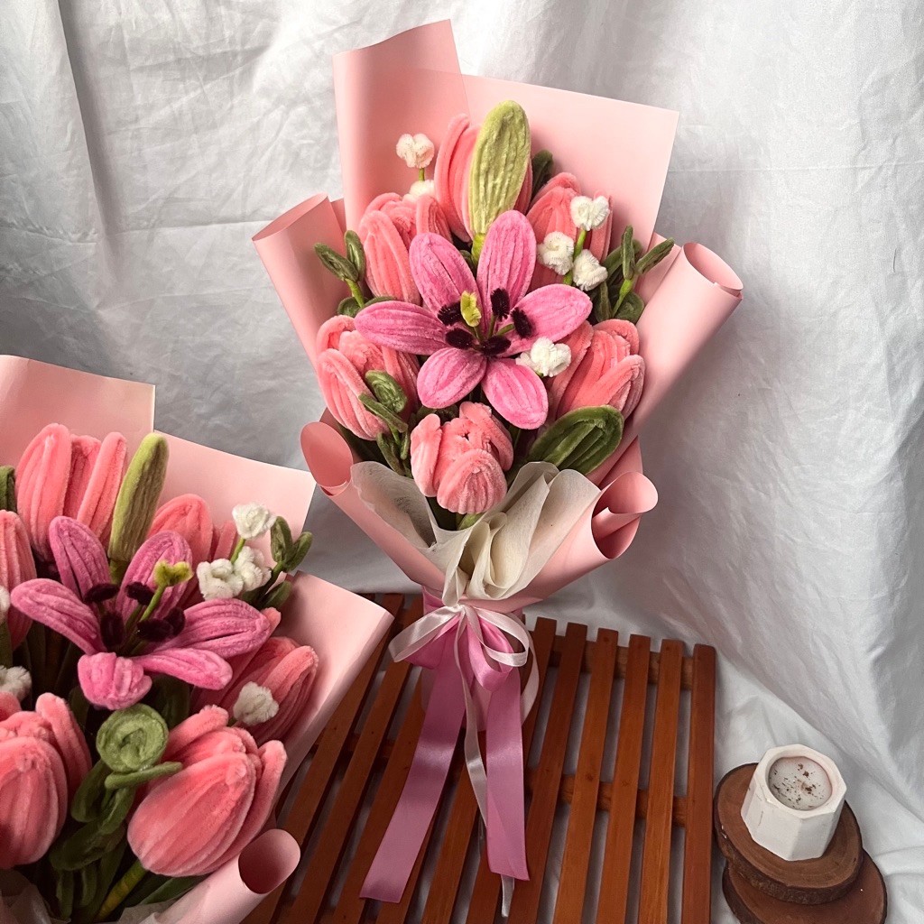 [Sajangkah Better Life] Calysa Bouquet | Buket Bunga Kawat Bulu | Hadiah