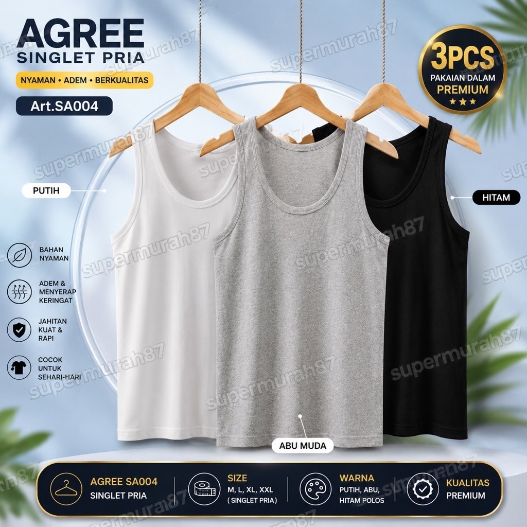 SINGLET AGREE DEWASA / SINGLET AGREE SPORT / SINGLET AGREE SA004 1PCS