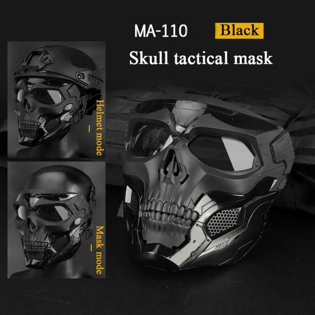 Masker Motor Topeng Helm Full Face Tactical Mask PC - MA-110 - Black