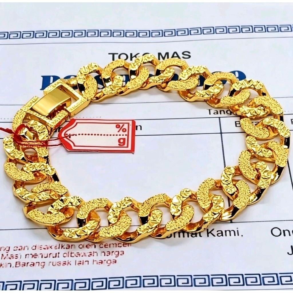 GELANG SISIK NAGA GOLD BRACELET PERHIASAN WANITA BERLAPIS EMAS MUDA FREE SURAT DARI TOKO