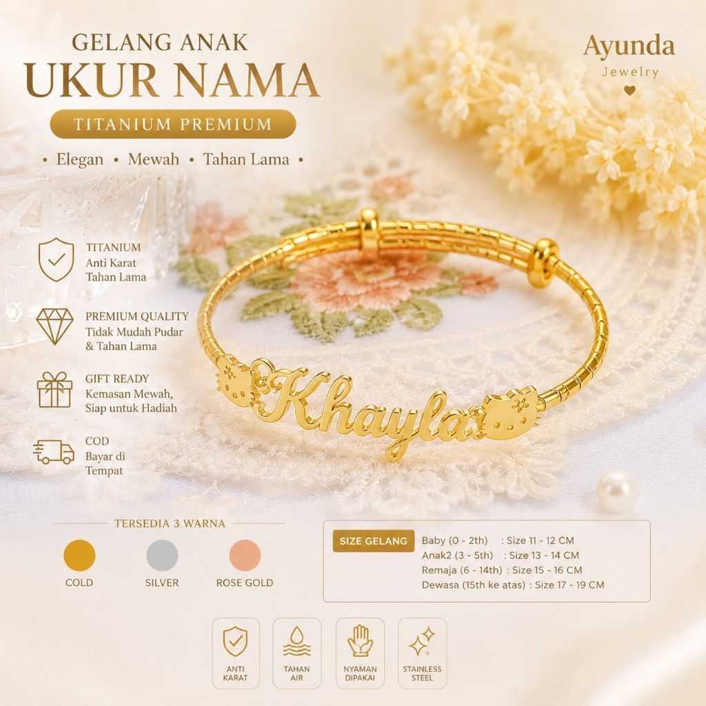 Gelang anak/bayi Custom nama titanium gelang baby