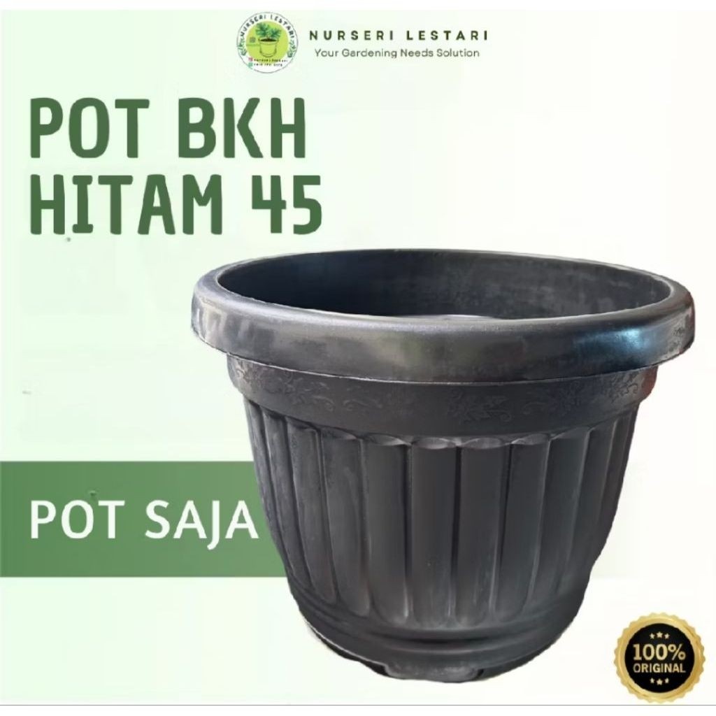 Pot Bunga Plastik Besar Jumbo Pot Plastik Besar Hitam Polos GRACE 45 Hitam