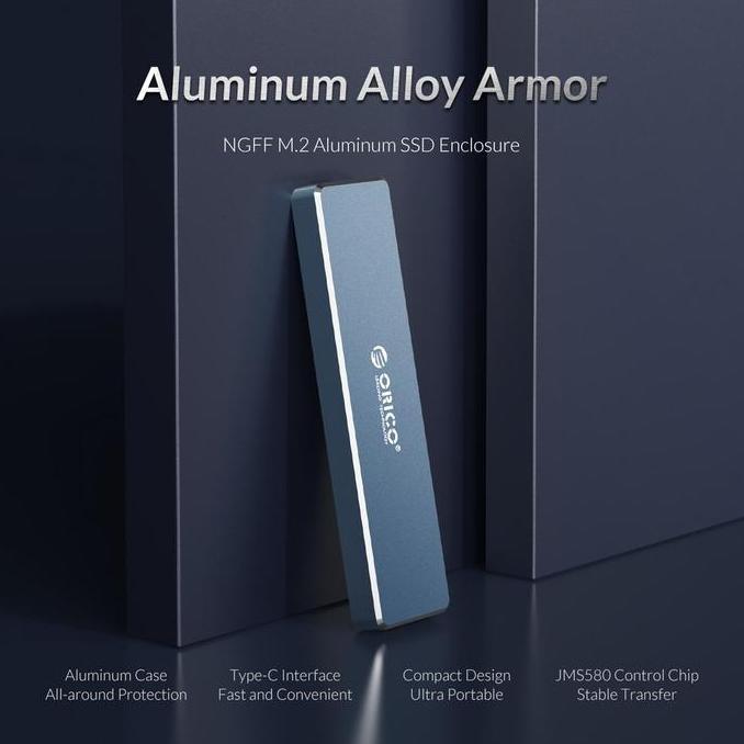APITOYA ORICO PVM2F-C3-GY M.2 NGFF SSD Enclosure USB 3.1 Type C Casing Harddisk Eksternal Portable T