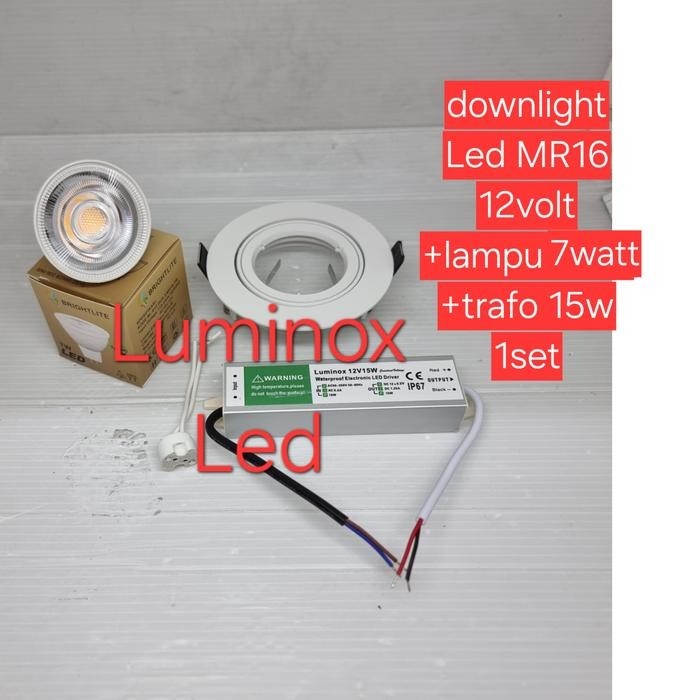 kap downlight mr16 led 12volt 7w 7watt / spotlight plafon led DC 12v 7w 7 watt + trafo 15w 12v dc
