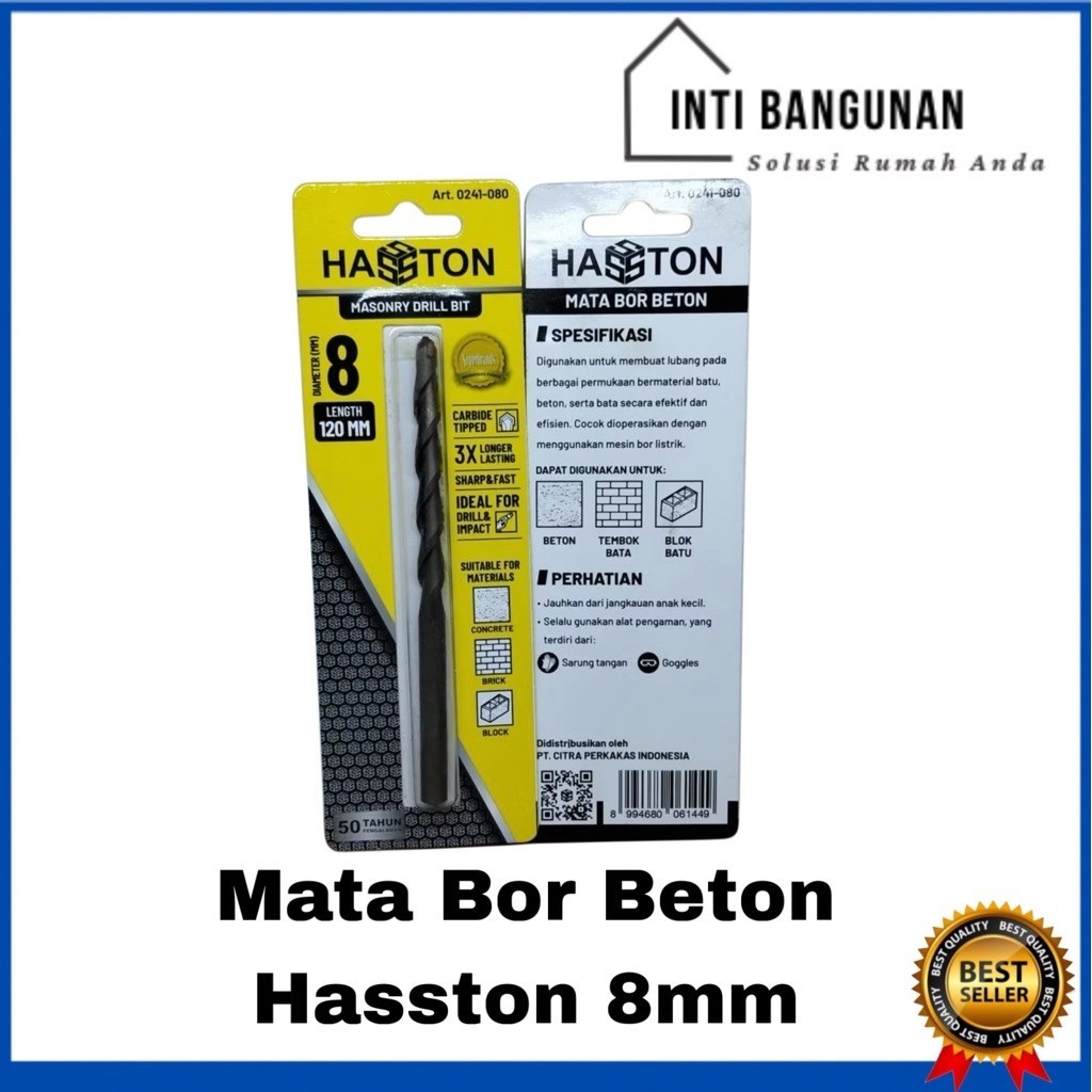 Mata Bor Beton Pendek Hasston 8mm 8 mm Carbide Tipped Mansory Drill