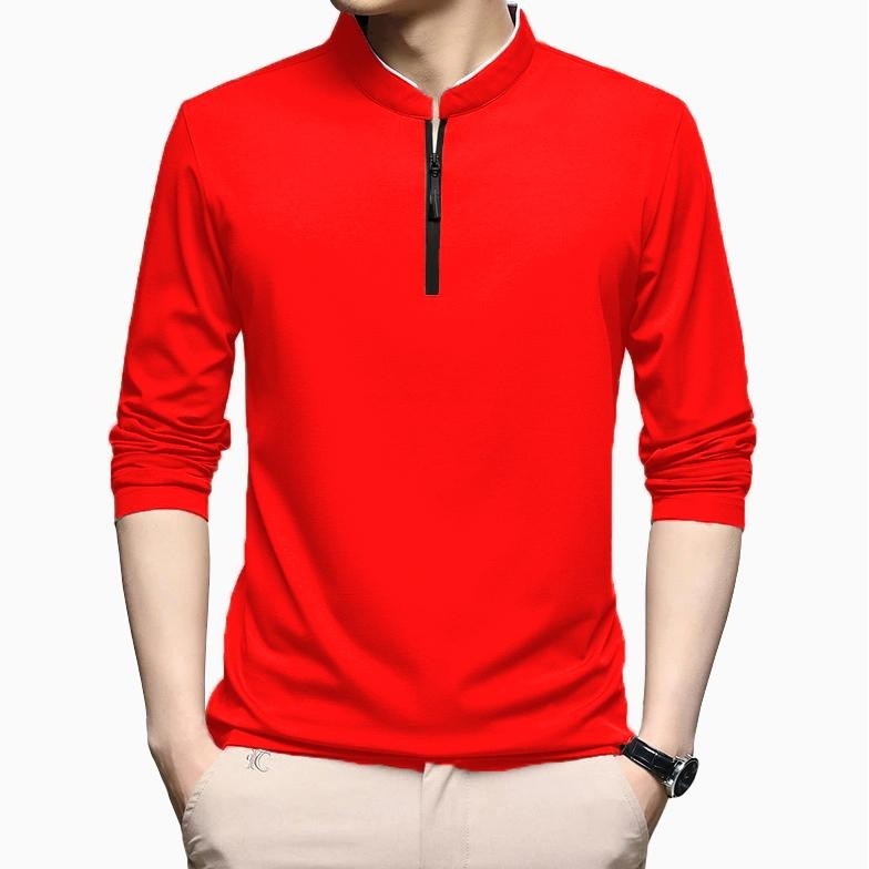 Kaos Lengan Panjang Pria Gaya Korea variasi seleting - XSHOP Pettra