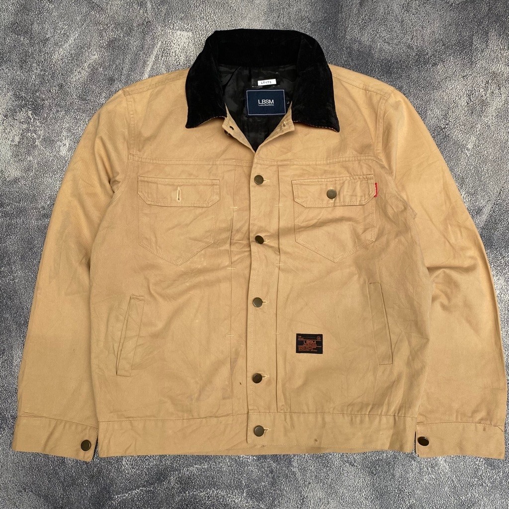 Jaket Casual Second / Kerah Corduroy bahan denim