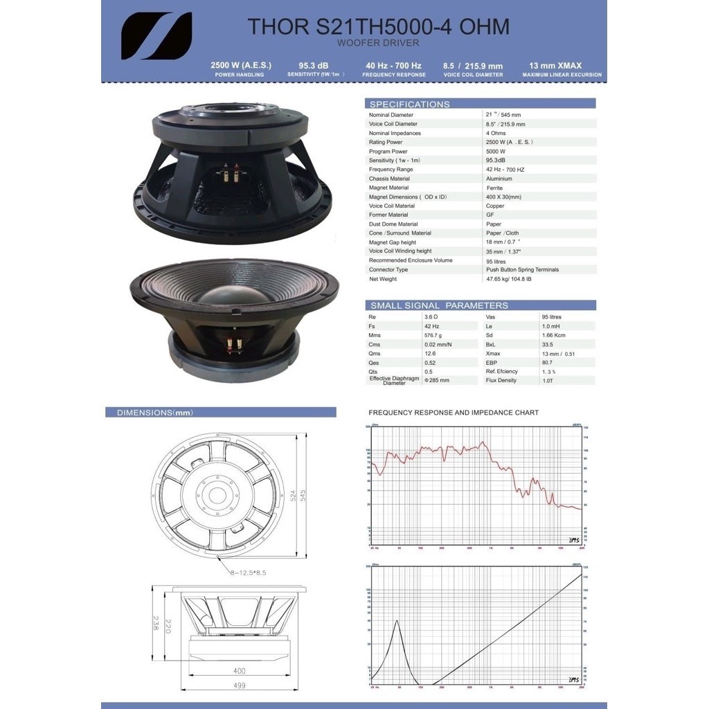 Speaker 21 Inch Phaselab THOR S21 TH5000 / S21TH5000 Original