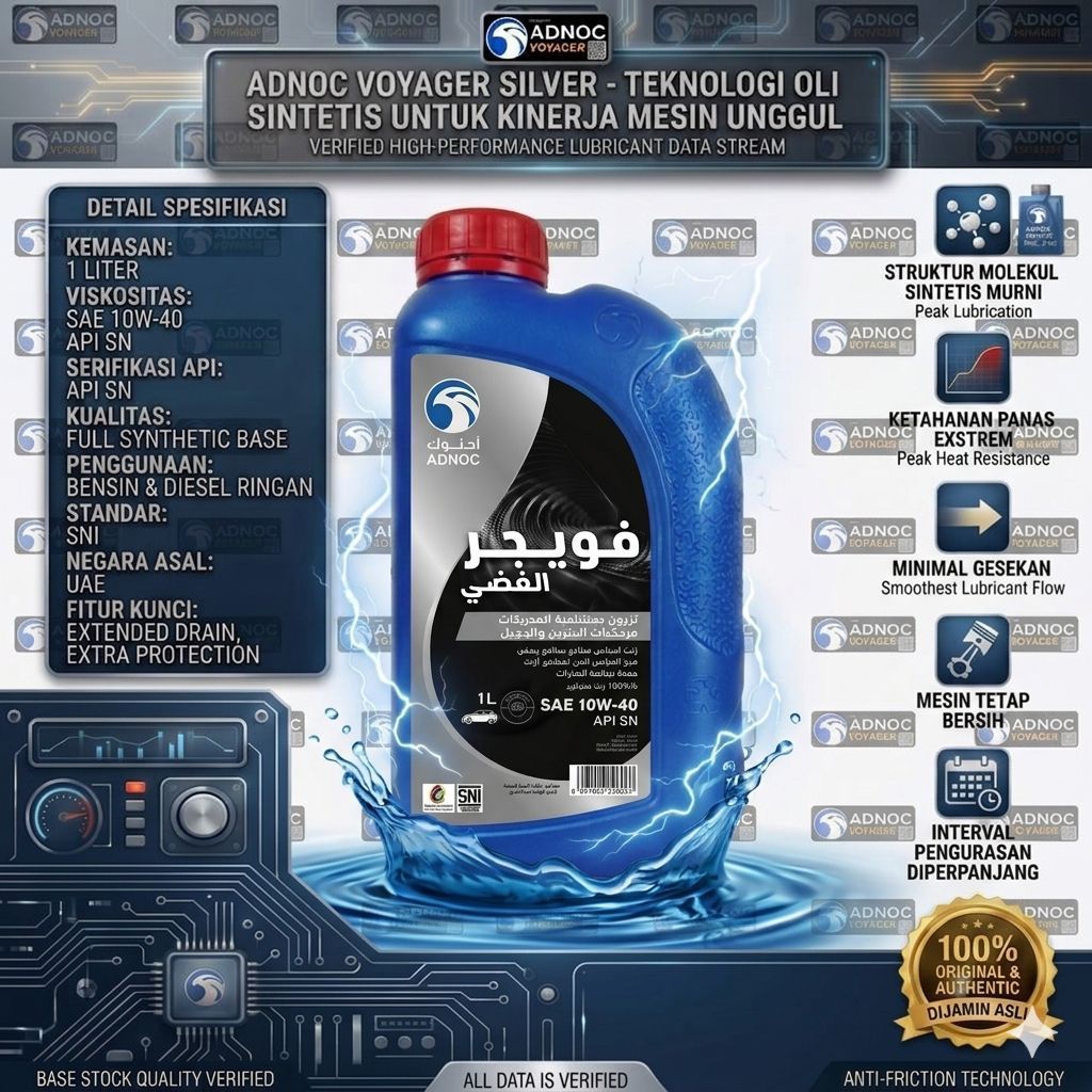 ​[100% ORIGINAL] Oli ADNOC Voyager Silver 10W40 1L Synthetic Base Ensures