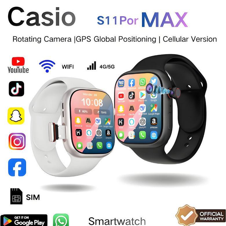 BEST SALE Bisa hotspot / Bisa video Call Casio S11Por MAX Smartwatch  LDS 5G Sim Card Wifi 6+256GB P