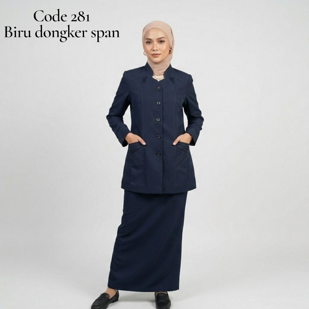 SETELAN BAJU SERAGAM KERJA BIRU DONGKER GURU WANITA KEREN  READY SET ROK & CELANA