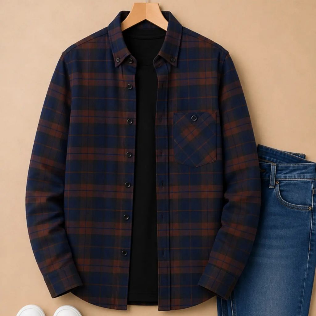 F2D Kemeja Flanel Dark BlueElegant Best Seller / flanel/hem pria/ flanel pria/ kemeja flanel/ eighty
