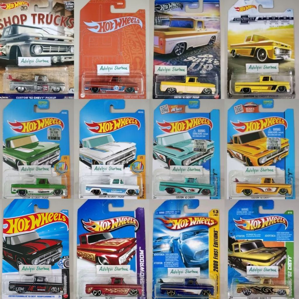 hotwheels hot wheels custom '62 chevy pickup pick up orange and blue 53th anniversary hw city surf's