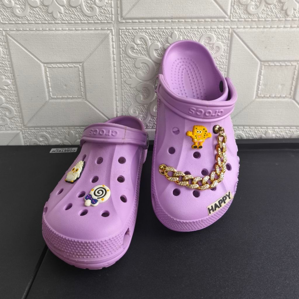 Sendal Crocs Rijek Cuttingan/Crocs Purple Ori rijek