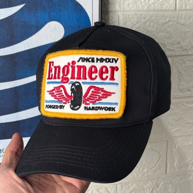 Topi Engineer Workwear Black Cap Premium