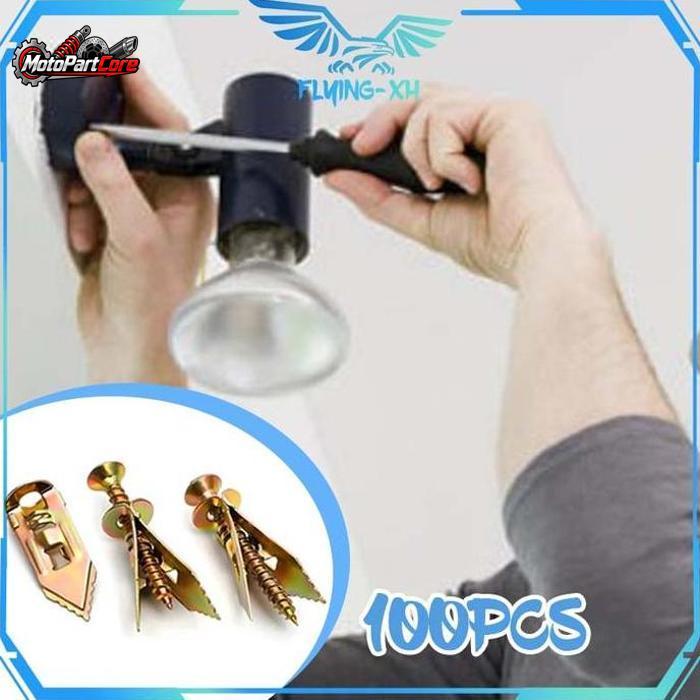 Pengait Skrup Tembok 100set Angkur Baut Tembok Sekrup Sekrup Gypsum Tembok Sekrup Dinding Wall Ancho