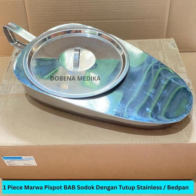 Pispot Medis Bab Stainless Dengan Tutup Sodok / Bedpan Fracture With Lid