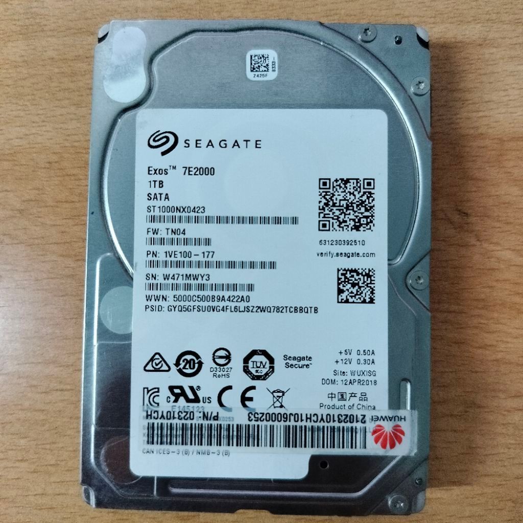 Hard Disk SATA - Seagate Exos 7E2000 - 1TB | SATA 6Gb/s | 7.200 RPM | Cache 128MB | Enterprise | Sen