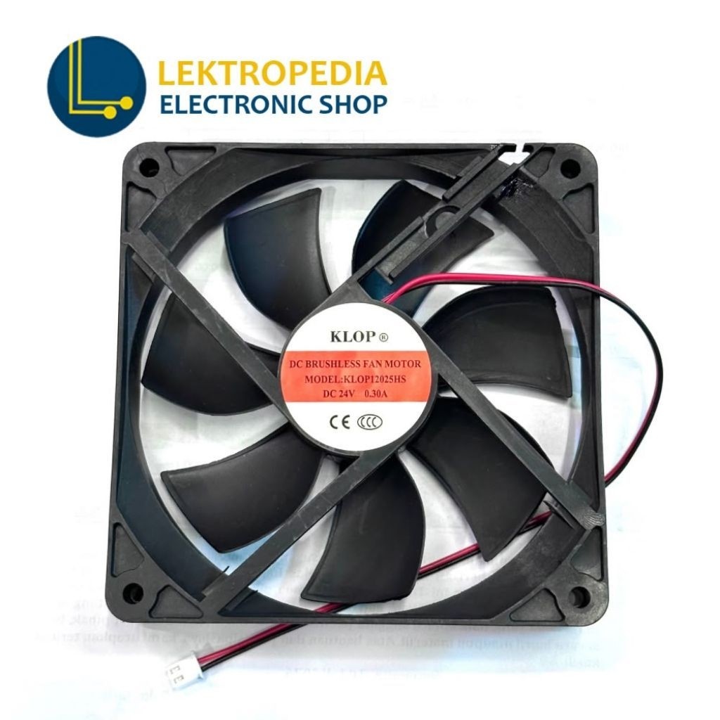 Fan DC 24V 12cm KLOP Kipas Cooling 12 cm 24 V Volt 12x12 Pendingin exhaust 24volt