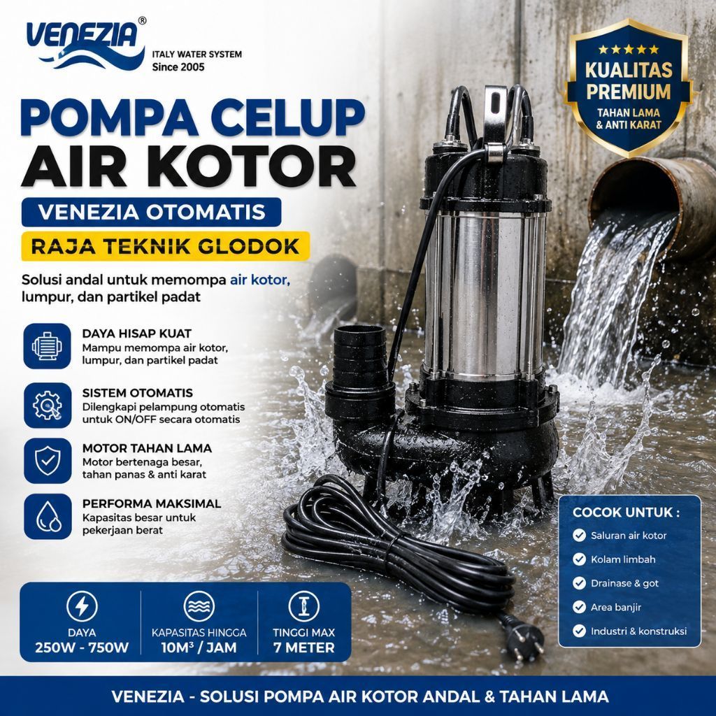 Pompa Celup Air Kotor Venezia Submersible VWSD-550A Otomatis