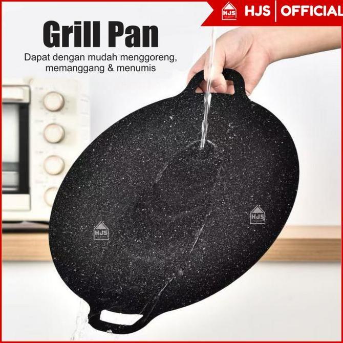 Promo Hjs Wajan Panggang Anti Lengket Bbq Multi Grill Pan 34Cm 32Cm 28Cm Baja Teflon Kitchenware Ala