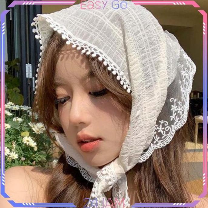 SAMBINAKA Lace Scarf Syal Renda Wanita Korea Syal Segitiga Ins Gaya Syal Renda Wanita Kain Renda Ika