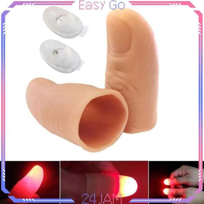SAMBINAKA 2pcs/Set Sulap Jempol Led Menyala Lampu Jempol Alat Jempol Palsu Sulap Alat Sulap Jari Unt