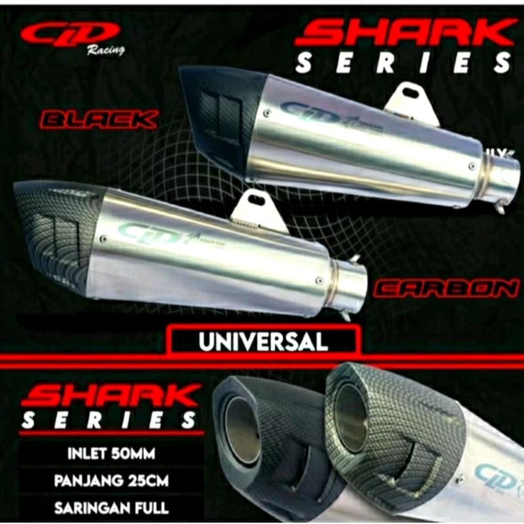 SELENCER/SILENCER/SLENCER ONLY CLD RACING SHARK SERIES LONG HITAM CARBON DAN C7 LONG