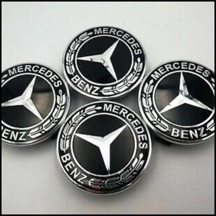 DISKON DOP VELG RODA 1SET EMBLEM MERCEDES BENZ PADI HITAM DOP RODA MERCY 75MM 