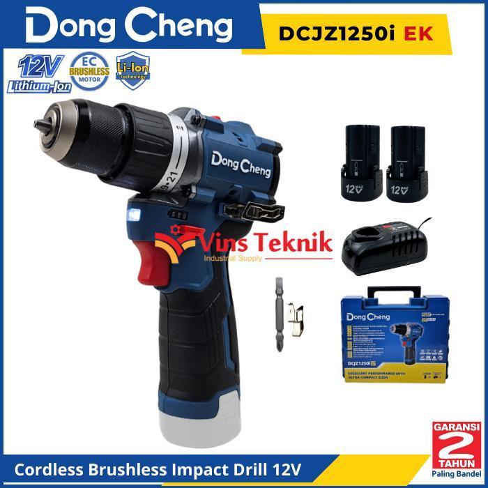 DONGCHENG DCJZ1250i EK Mesin Bor Baterai Cordless Brushless Impact Drill 12V 10MM DCJZ1250iEK DCJZ12